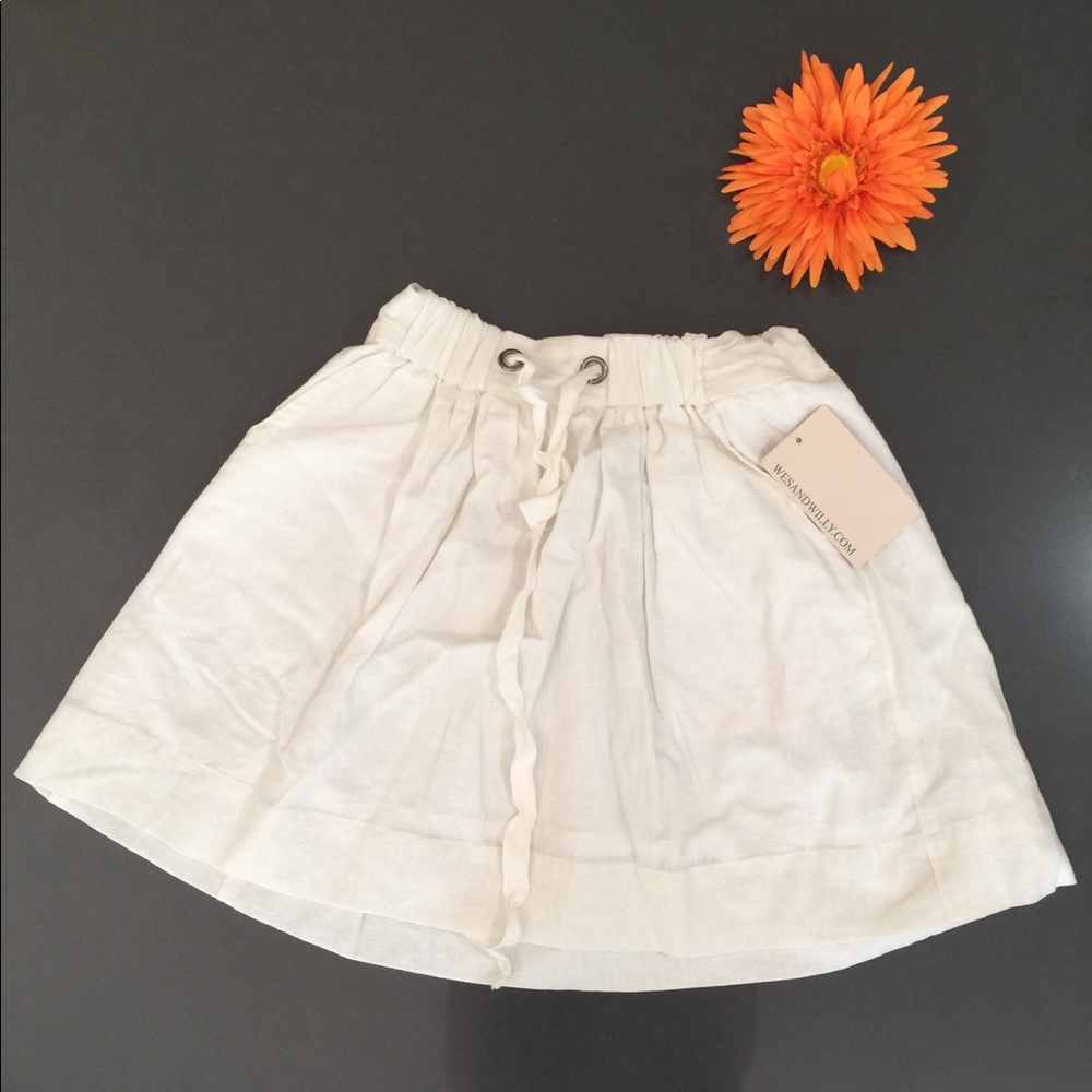 Girls White Linen Skirt